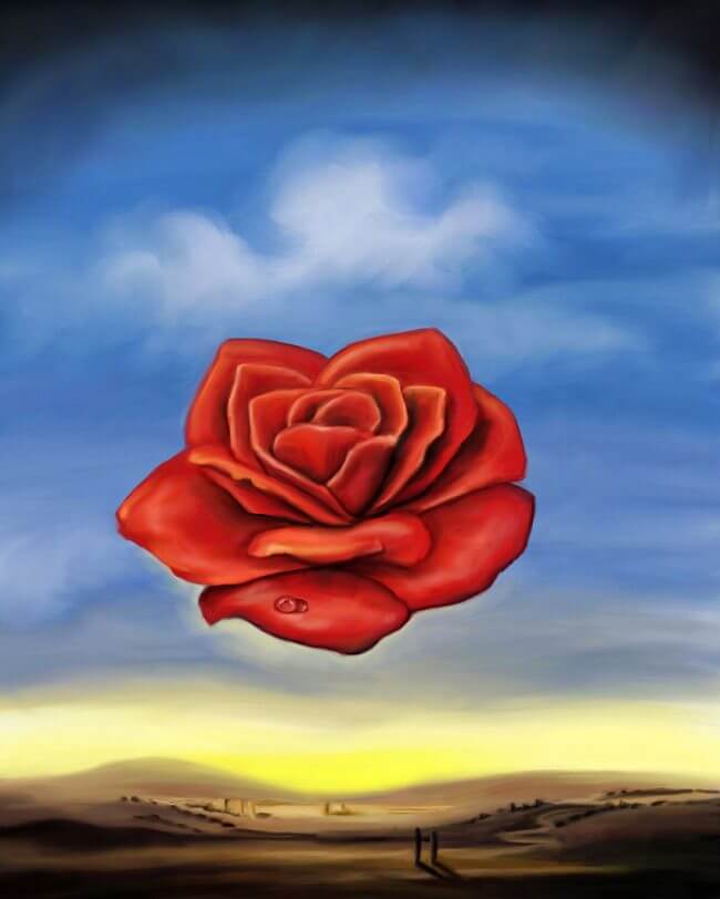 rose painting for June - Dali's 'Meditative Rose'
